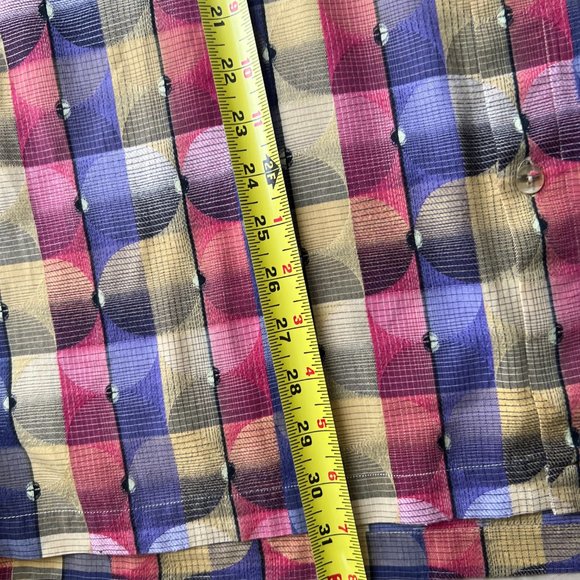 JHANE BARNES COLLECTION vintage shirt in size L geometric hues of purple gold - Picture 5 of 9